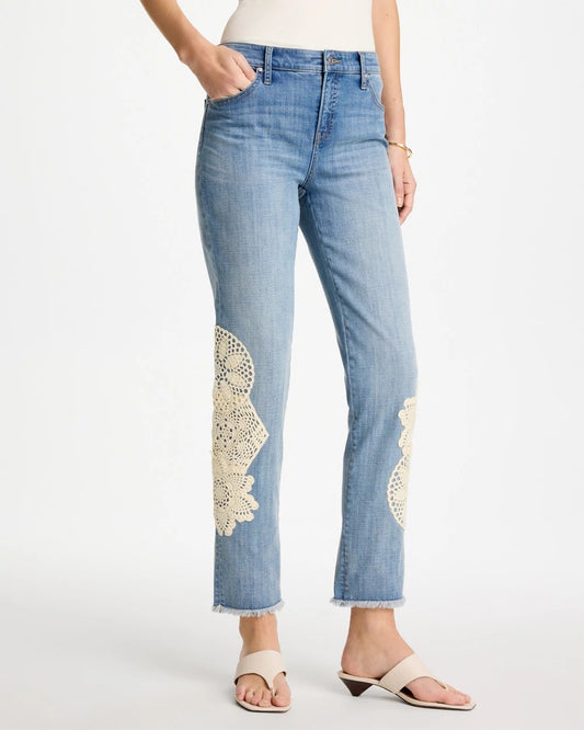 Chico's Recommended | Girlfriend Slim Crochet Fray Ankle Jeans