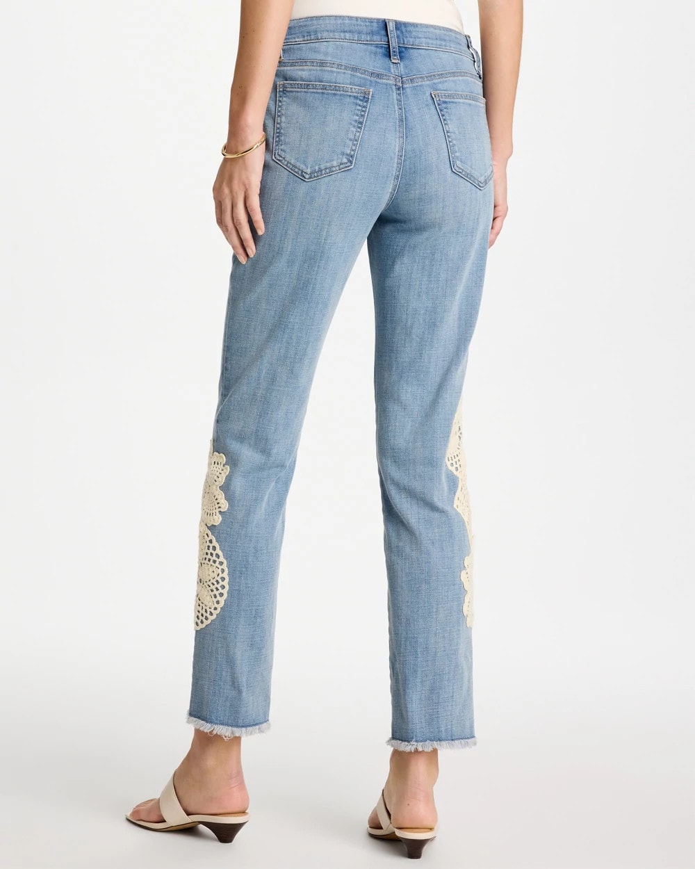 Chico's Recommended | Girlfriend Slim Crochet Fray Ankle Jeans