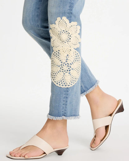 Chico's Recommended | Girlfriend Slim Crochet Fray Ankle Jeans