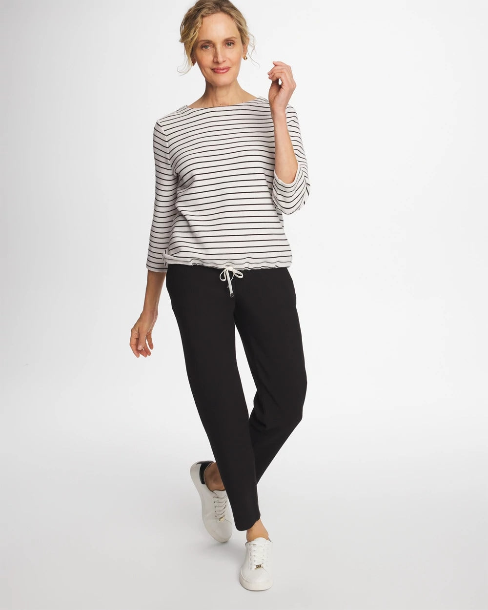 Chico's Popular | Zenergy® Striped Ottoman Drawstring Top