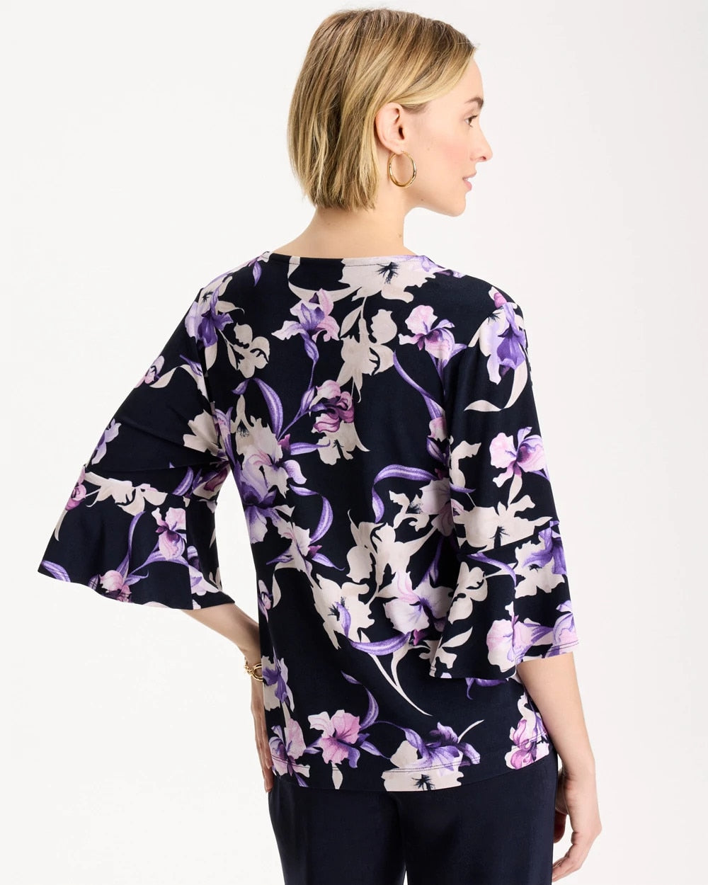Chico's New | Travelers™ Amethyst Iris Flounce-Sleeve Top