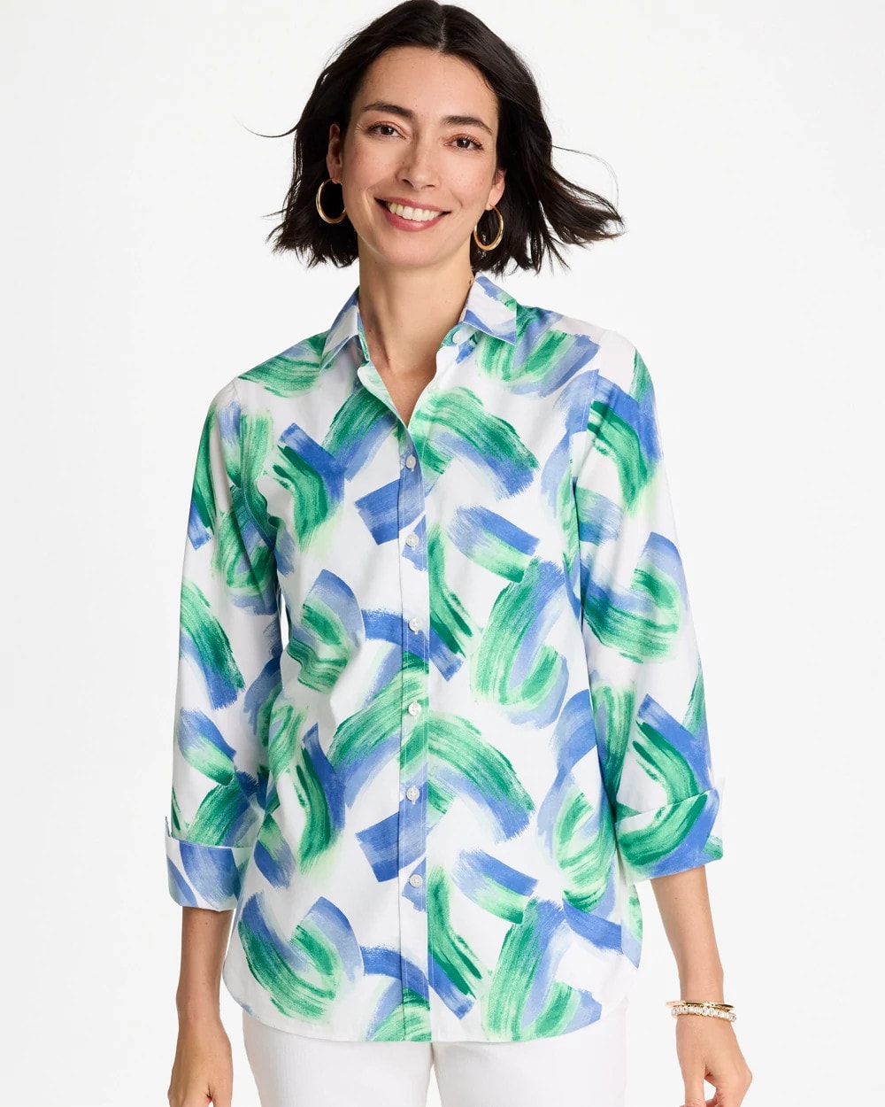 Chico's Everyday | No Iron™ Printed Stretch Shirt
