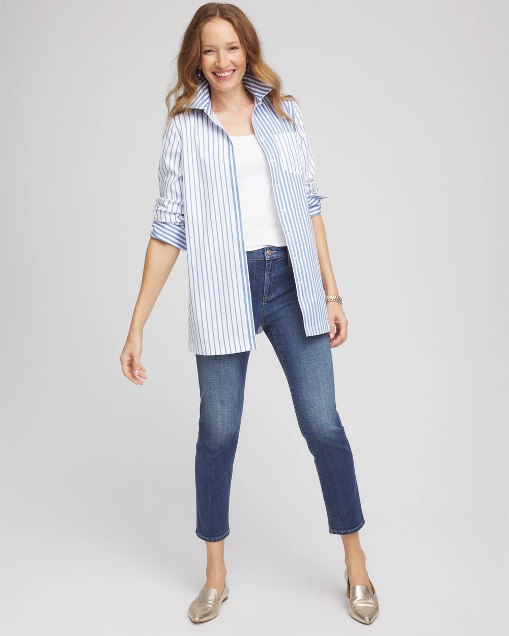 Chico's Exclusive | No Iron™ Stripe Mix Tunic
