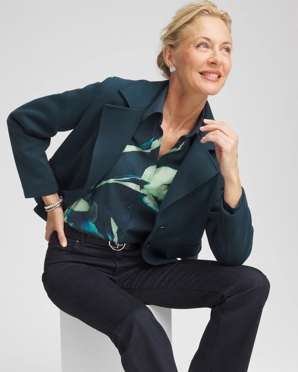 Chico's Top Pick | No Iron™ Glacial Flora Sateen Shirt