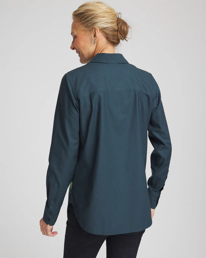 Chico's Top Pick | No Iron™ Glacial Flora Sateen Shirt