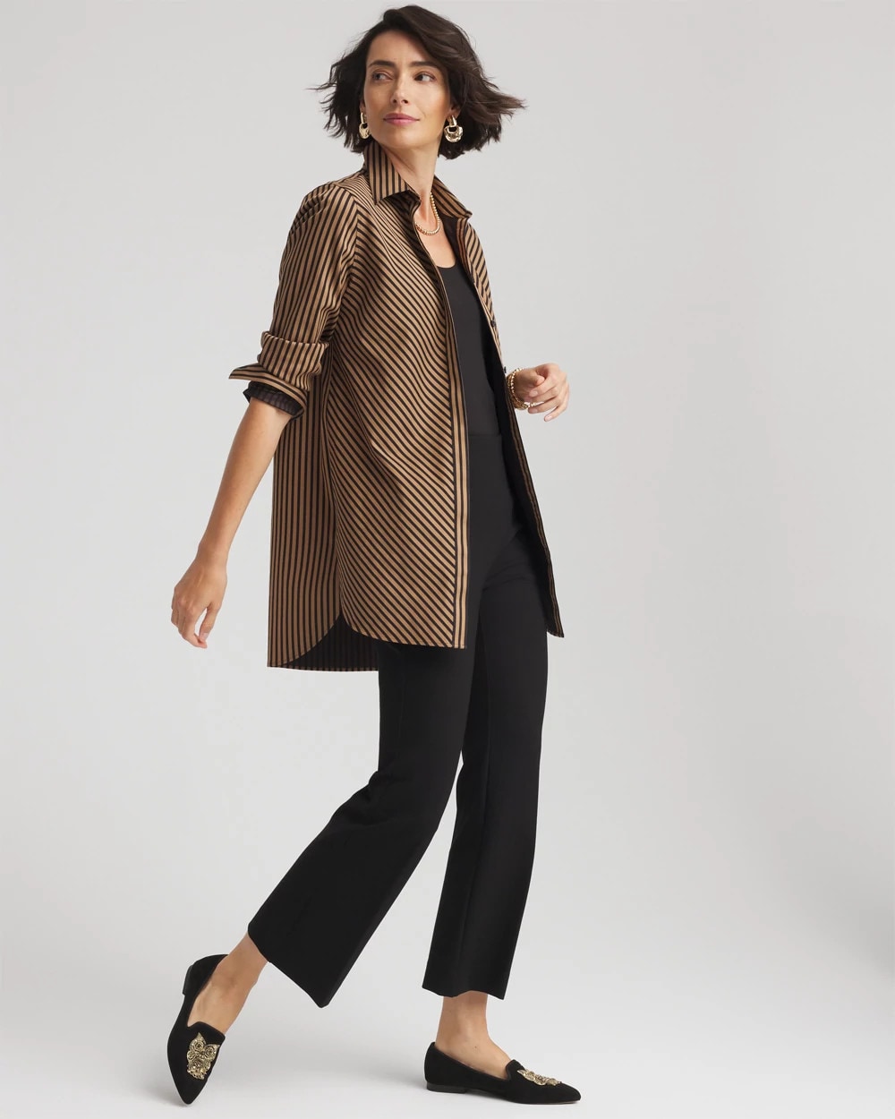 Chico's Signature | No Iron™ Slimming Imperial Stripe Tunic