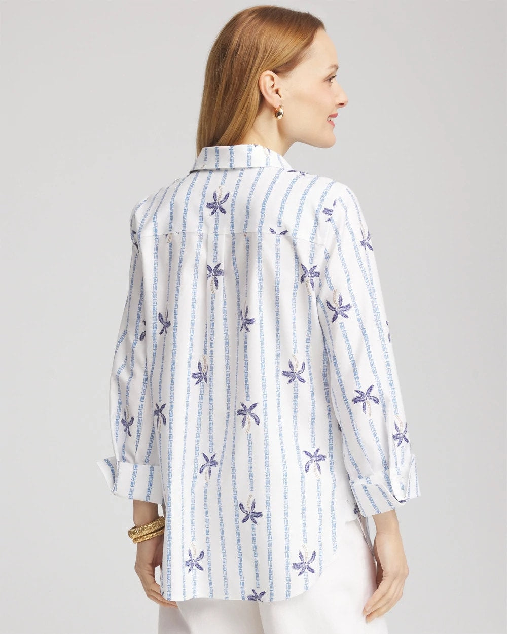 Chico's Essential | No Iron™ Palm Striped Sateen Shirt
