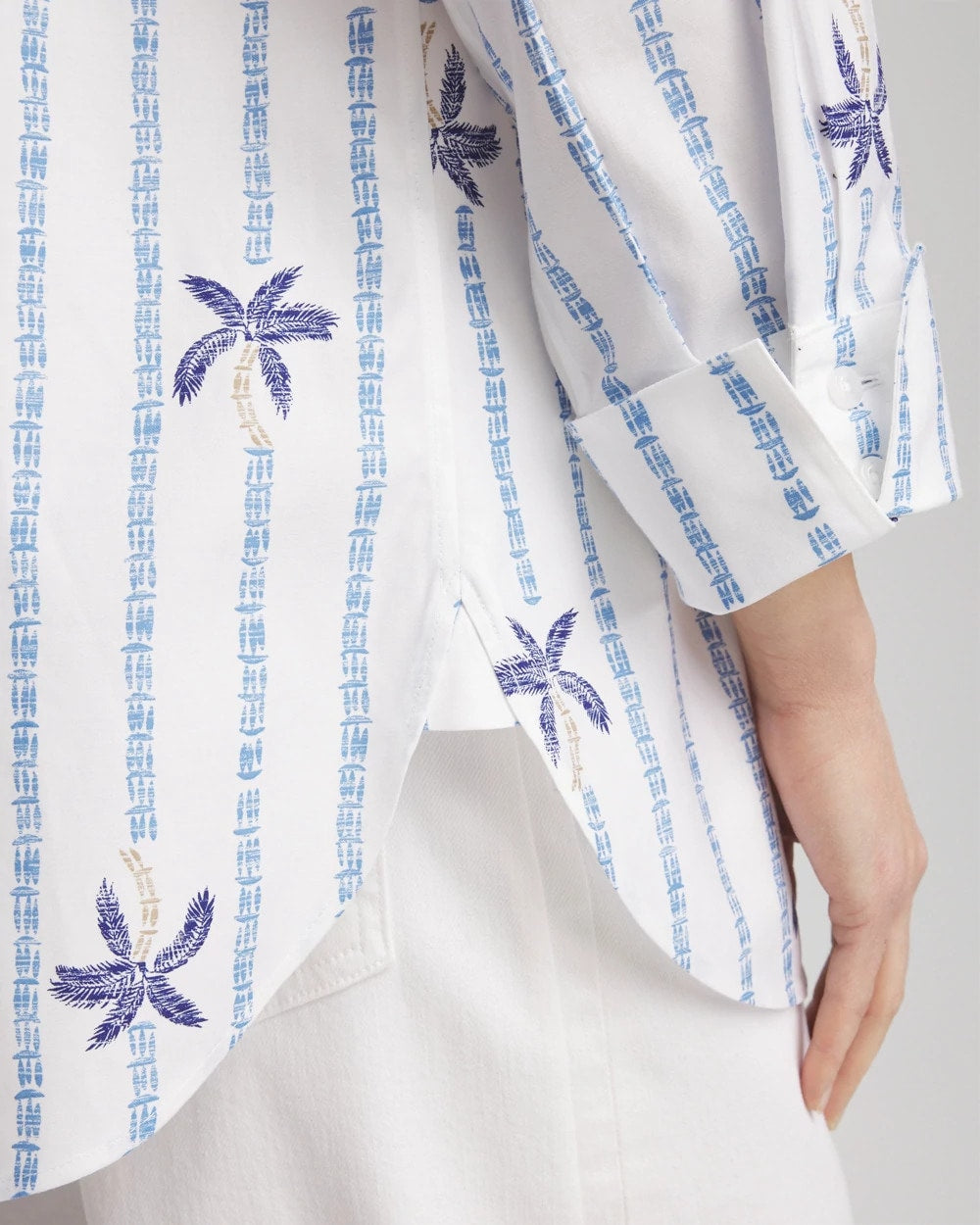 Chico's Essential | No Iron™ Palm Striped Sateen Shirt