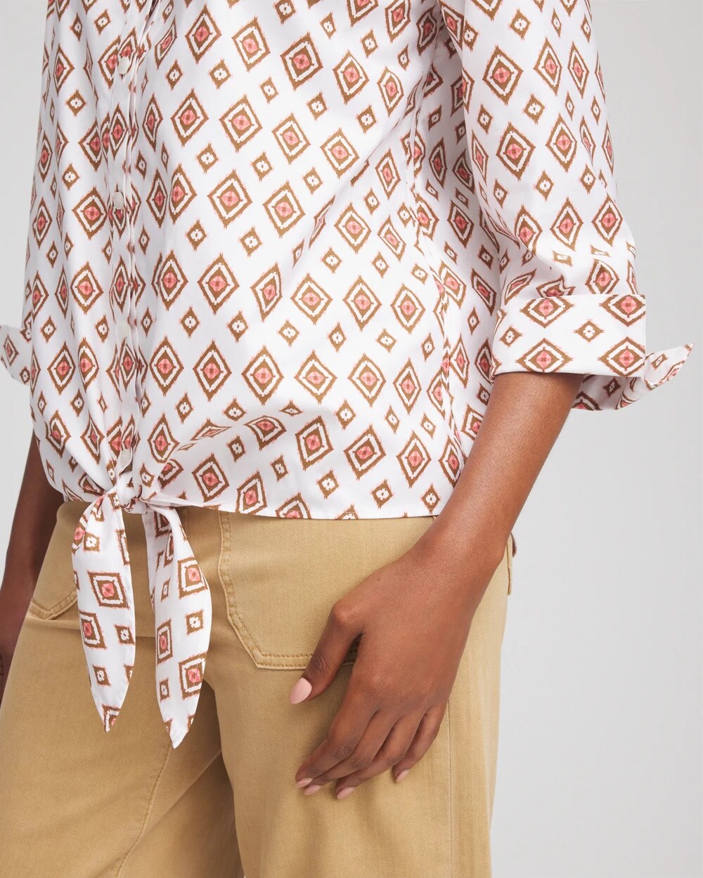 Chico's Customer Favorite | No Iron™ Tie-Front Geo-Print Shirt