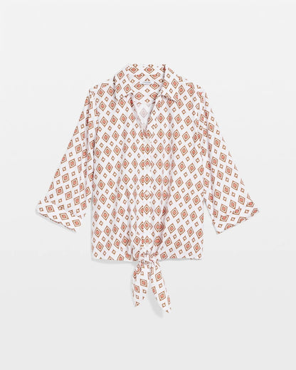 Chico's Customer Favorite | No Iron™ Tie-Front Geo-Print Shirt