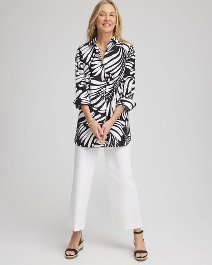 Chico's Customer Favorite | No Iron™ Printed Palms Button Down Tunic