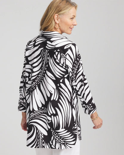 Chico's Customer Favorite | No Iron™ Printed Palms Button Down Tunic