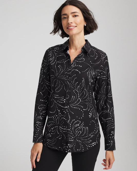 Chico's Everyday | No Iron™ Findot Print Sateen Shirt