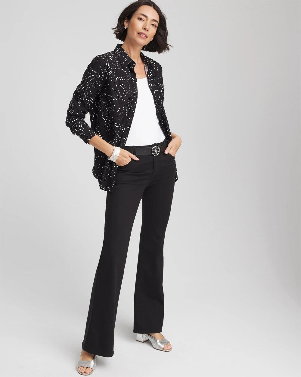 Chico's Everyday | No Iron™ Findot Print Sateen Shirt