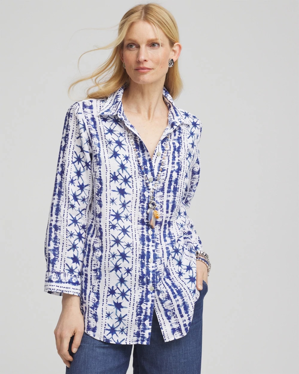 Chico's Exclusive | No Iron™ Star Print Linen Shirt