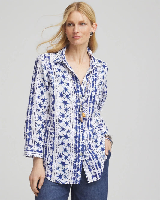 Chico's Exclusive | No Iron™ Star Print Linen Shirt