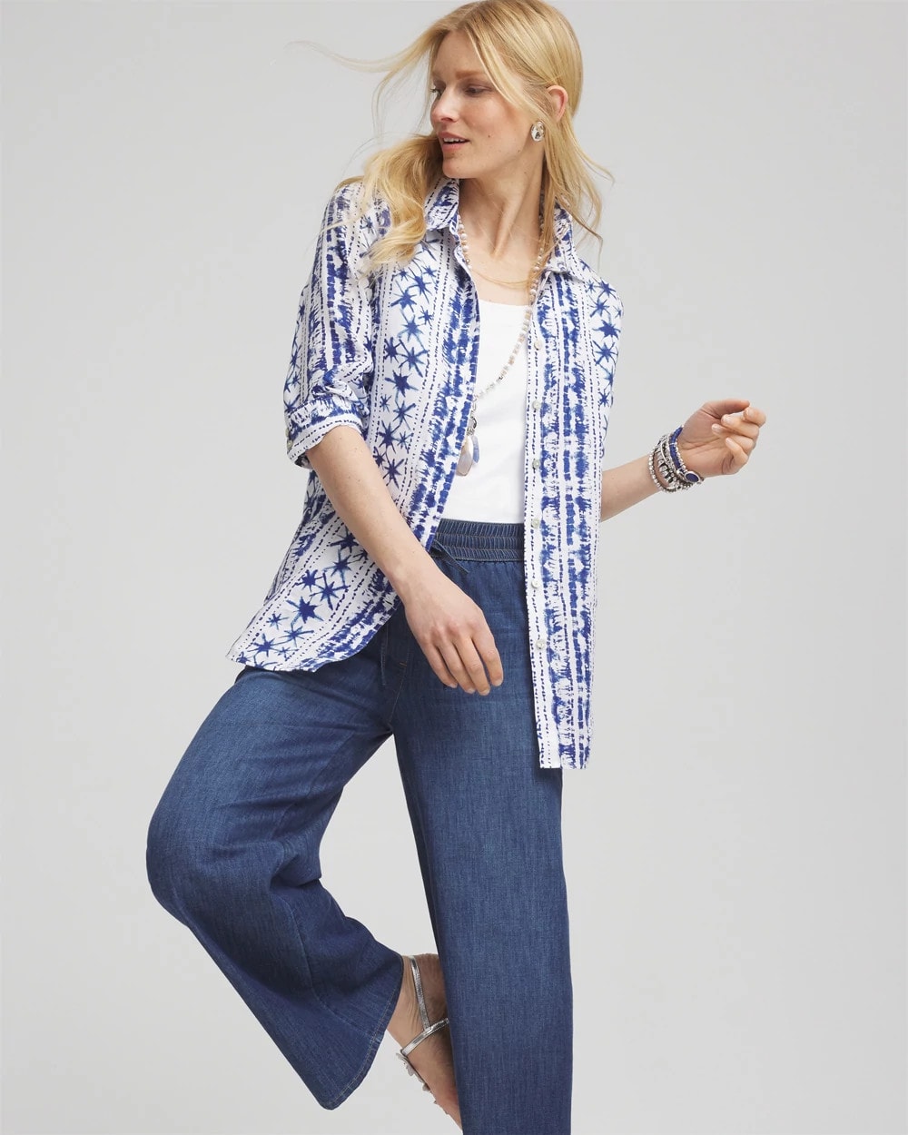 Chico's Exclusive | No Iron™ Star Print Linen Shirt
