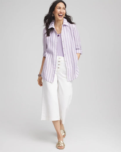 Chico's Great Value | No Iron™ Plum Striped Linen Shirt