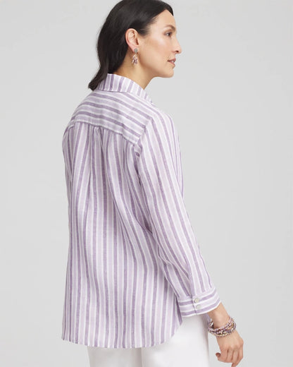 Chico's Great Value | No Iron™ Plum Striped Linen Shirt