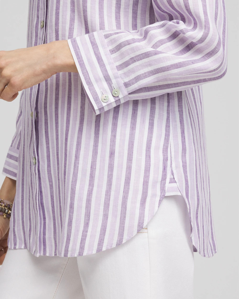Chico's Great Value | No Iron™ Plum Striped Linen Shirt