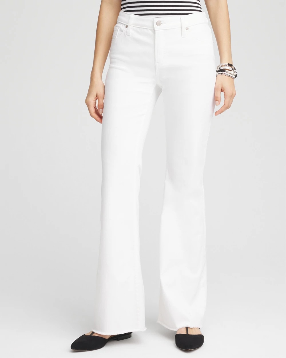 Chico's Featured | Girlfriend No Stain Frayed Flared Jeans
