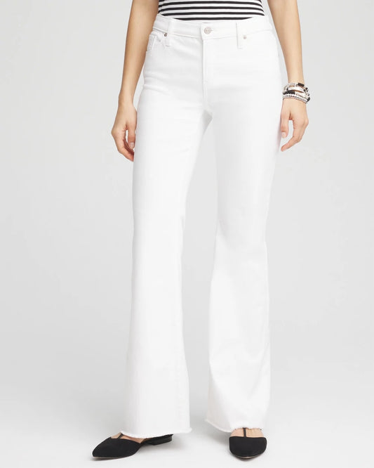 Chico's Featured | Girlfriend No Stain Frayed Flared Jeans