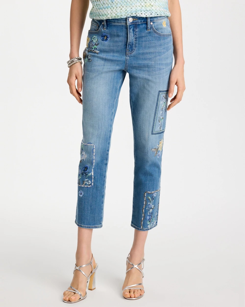 Chico's Recommended | Floral Patchwork Girlfriend Crop Jeans