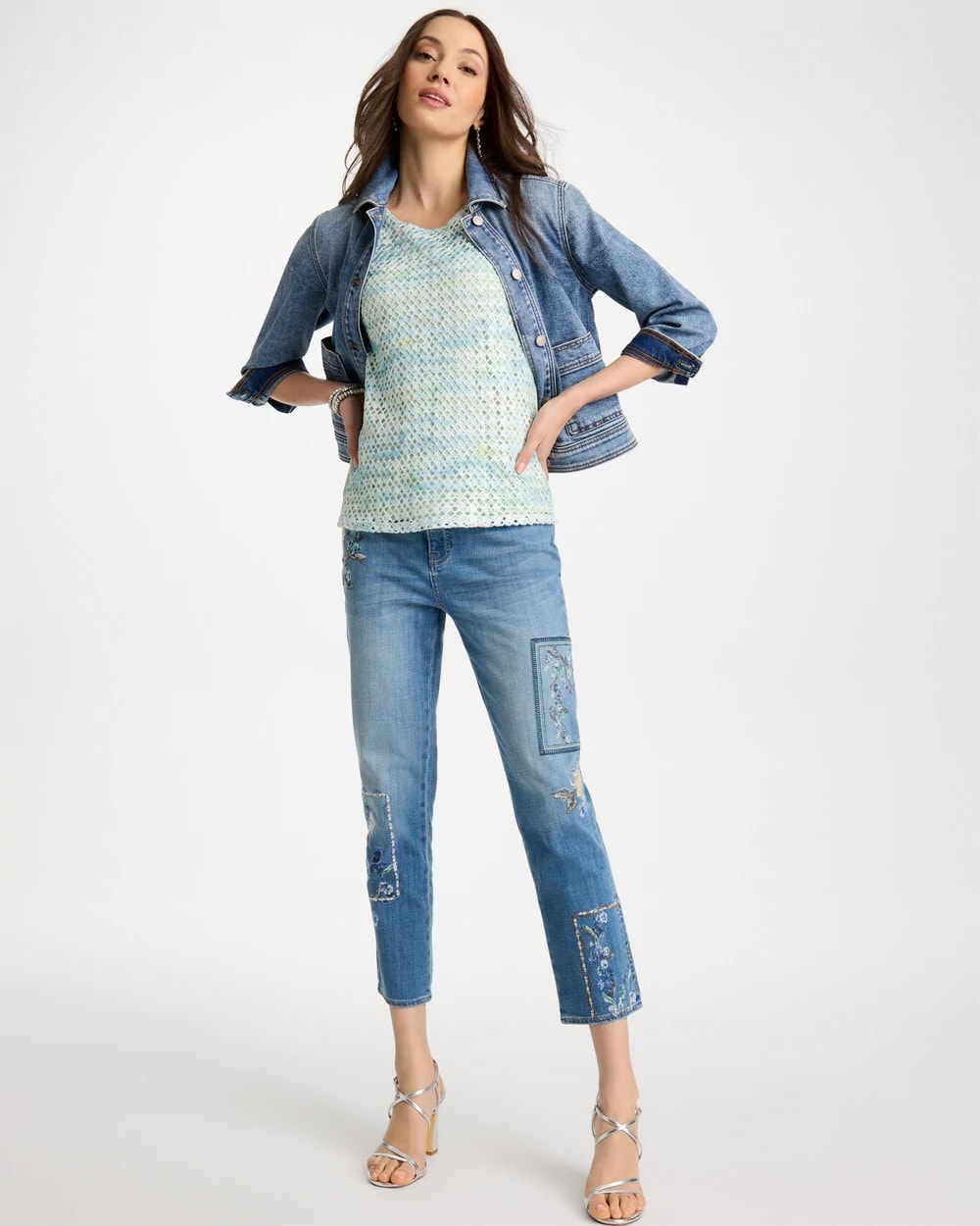 Chico's Recommended | Floral Patchwork Girlfriend Crop Jeans