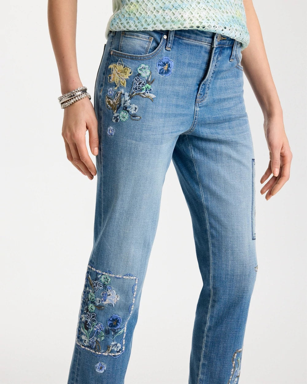Chico's Recommended | Floral Patchwork Girlfriend Crop Jeans