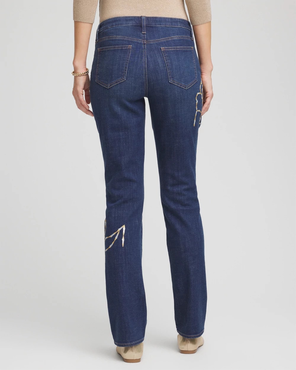 Chico's Essential | Sequins Rose Girlfriend Slim-Leg Jeans