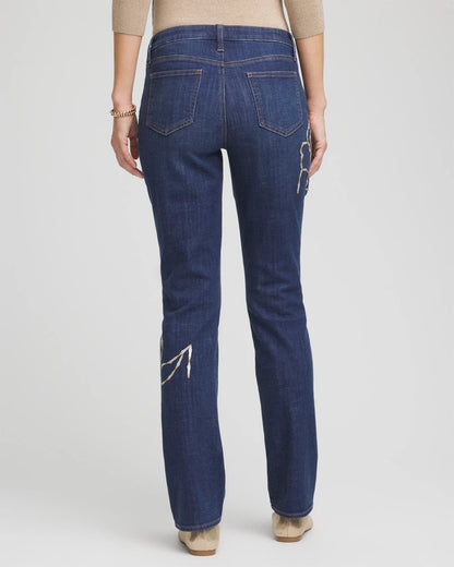 Chico's Essential | Sequins Rose Girlfriend Slim-Leg Jeans