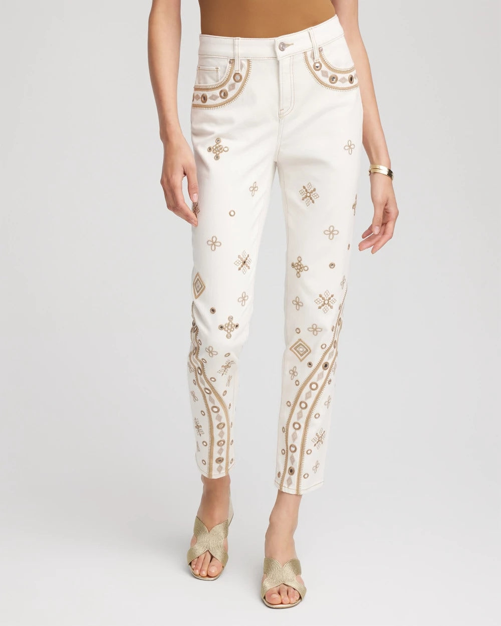 Chico's Everyday | Embellished Girlfriend Slim Ankle Jeans