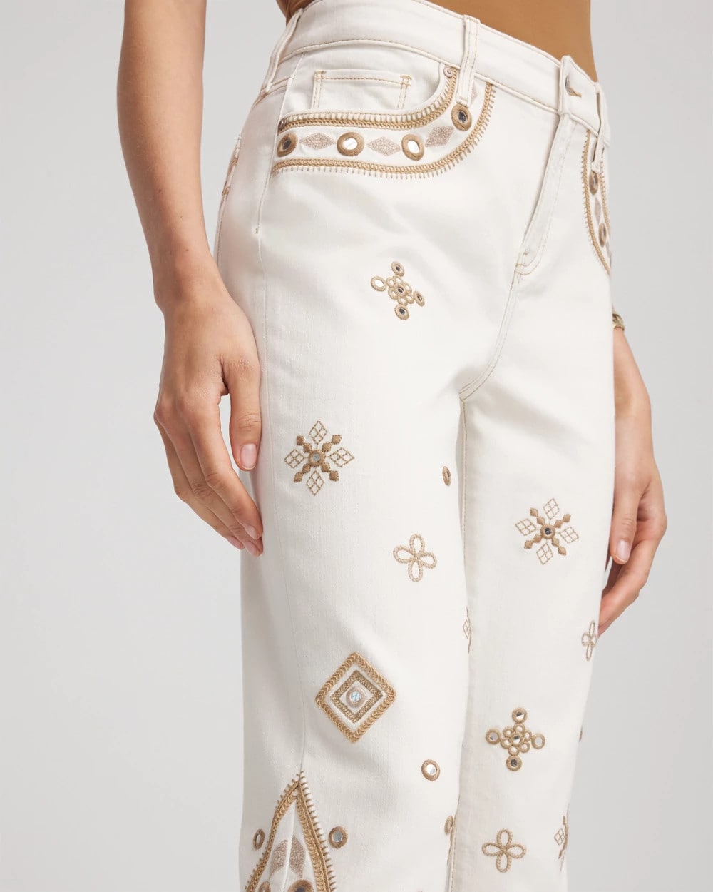 Chico's Everyday | Embellished Girlfriend Slim Ankle Jeans
