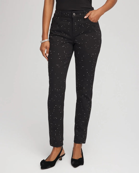 Chico's Popular | Stone Embellished Girlfriend Slim Ankle Jeans