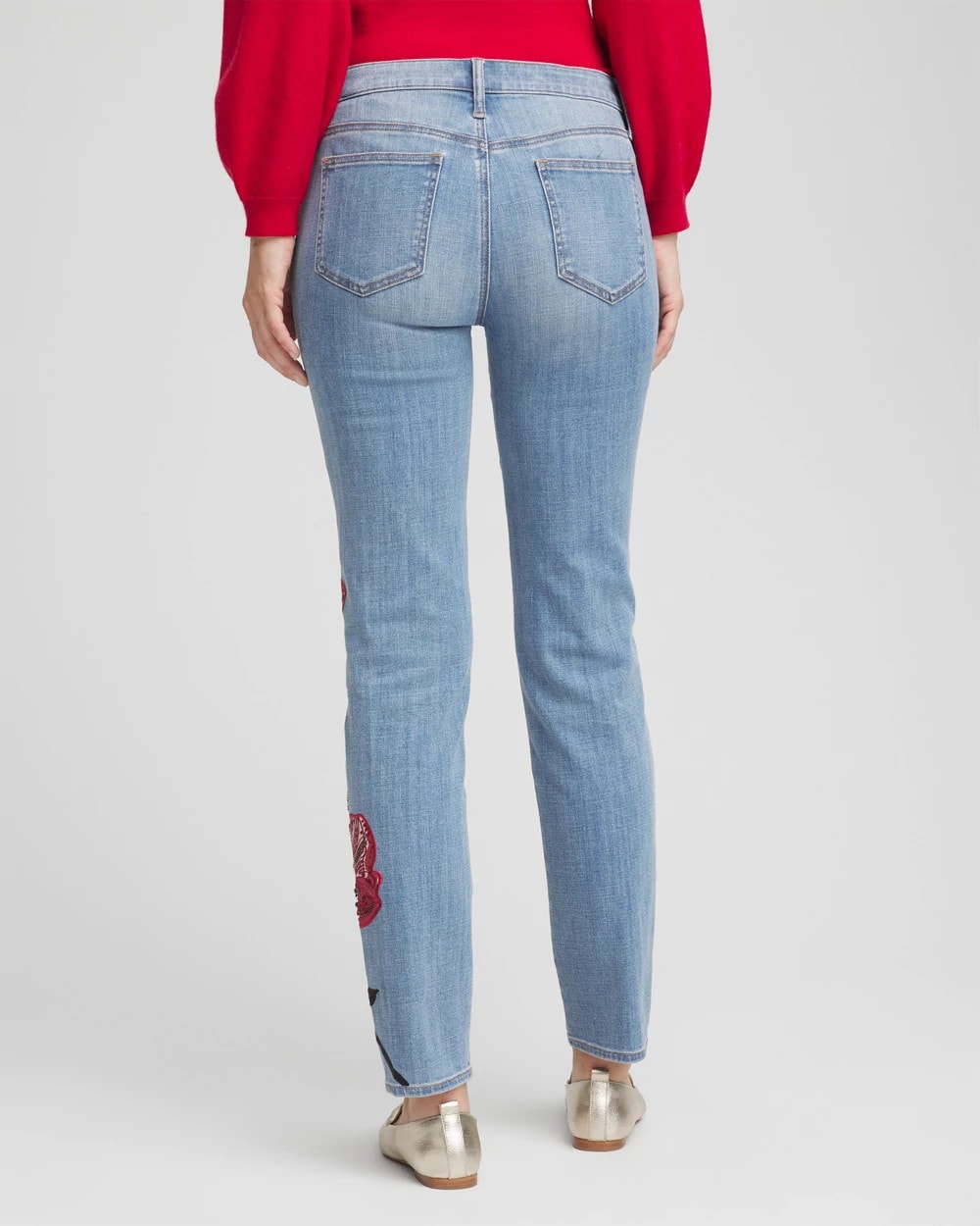 Chico's Signature | Placed Floral Girlfriend Slim Ankle Jeans