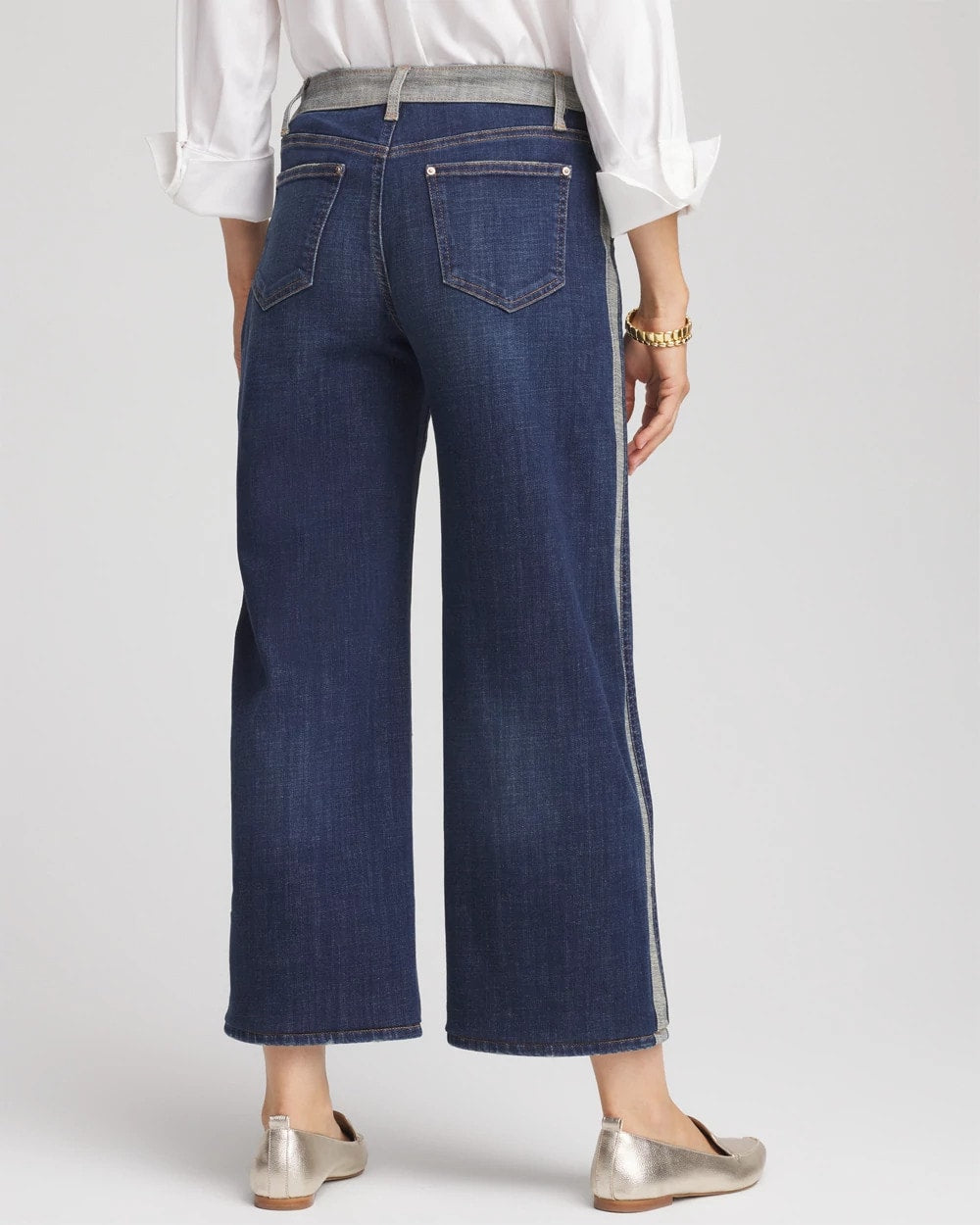 Chico's Premium | Girlfriend Cropped Colorblock Wide-Leg Jeans