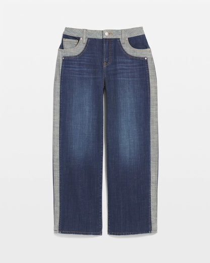 Chico's Premium | Girlfriend Cropped Colorblock Wide-Leg Jeans