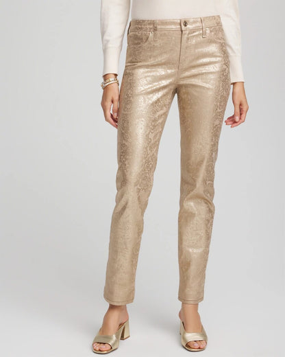 Chico's Smart Buy | Girlfriend Slim Ankle Foiled Lace Jeans
