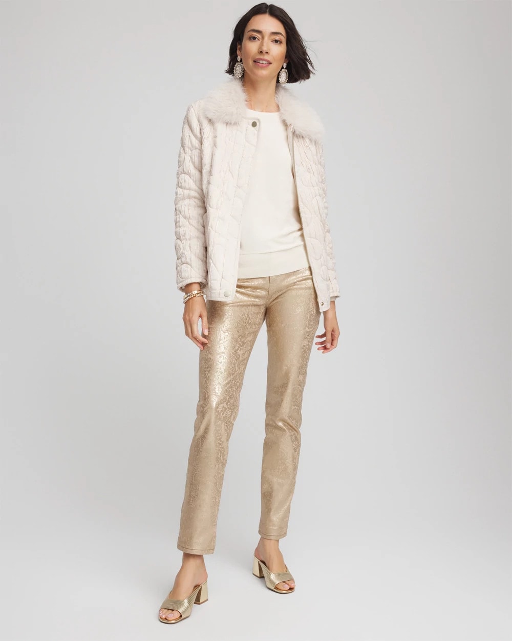 Chico's Smart Buy | Girlfriend Slim Ankle Foiled Lace Jeans
