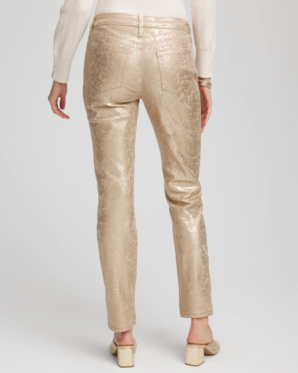 Chico's Smart Buy | Girlfriend Slim Ankle Foiled Lace Jeans