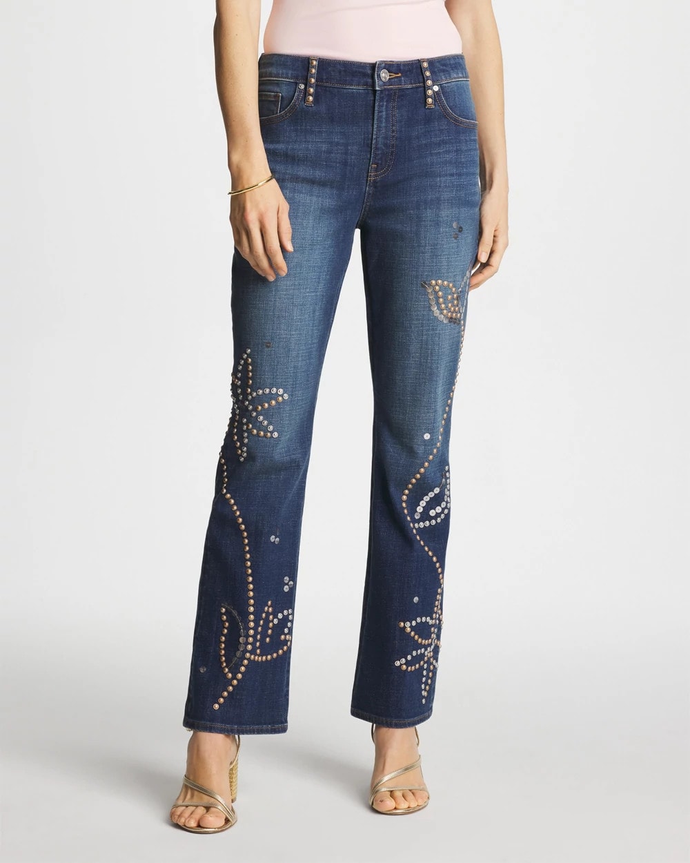 Chico's Smart Buy | Embellished Girlfriend Cropped Flared Jeans