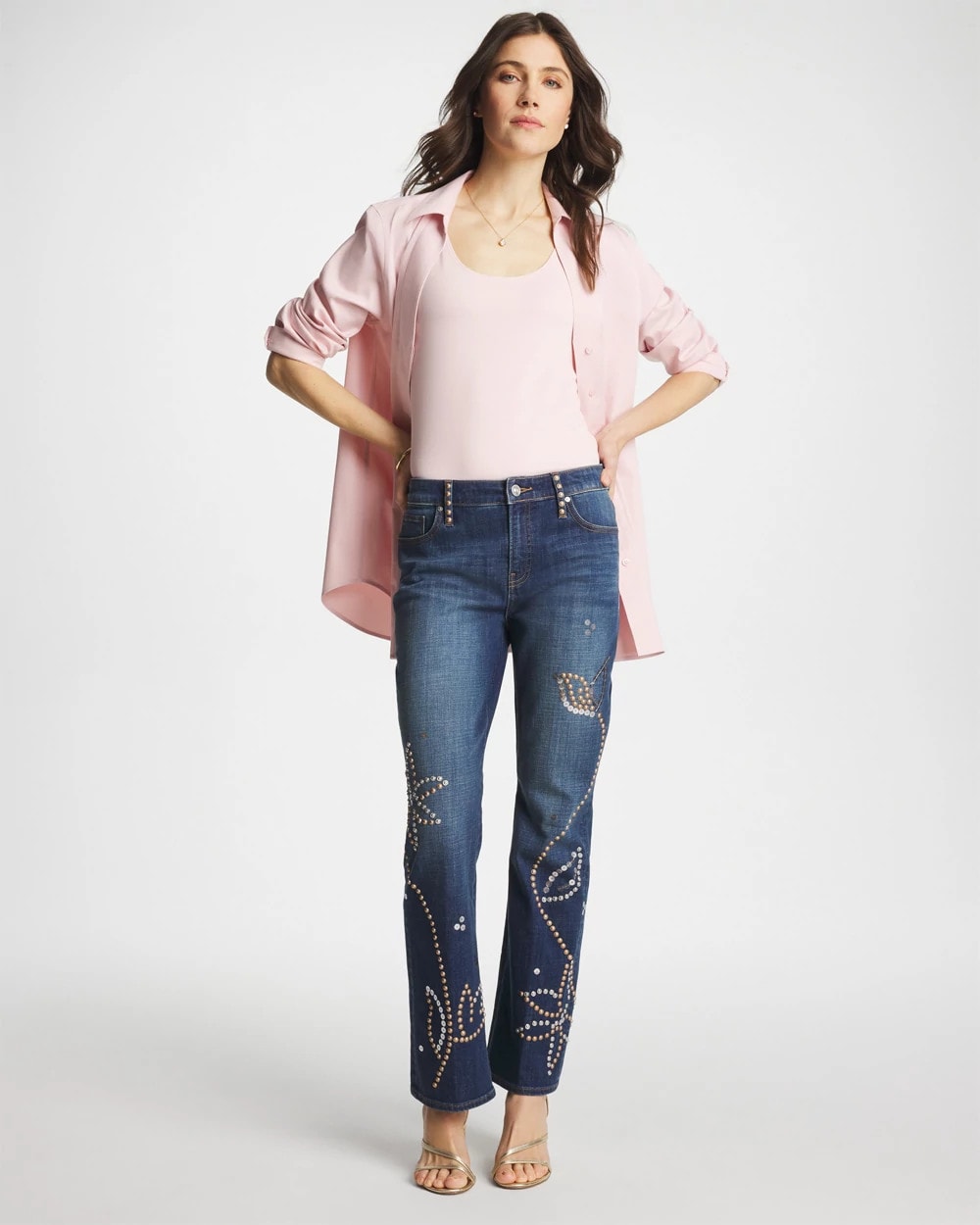 Chico's Smart Buy | Embellished Girlfriend Cropped Flared Jeans