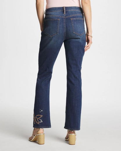Chico's Smart Buy | Embellished Girlfriend Cropped Flared Jeans