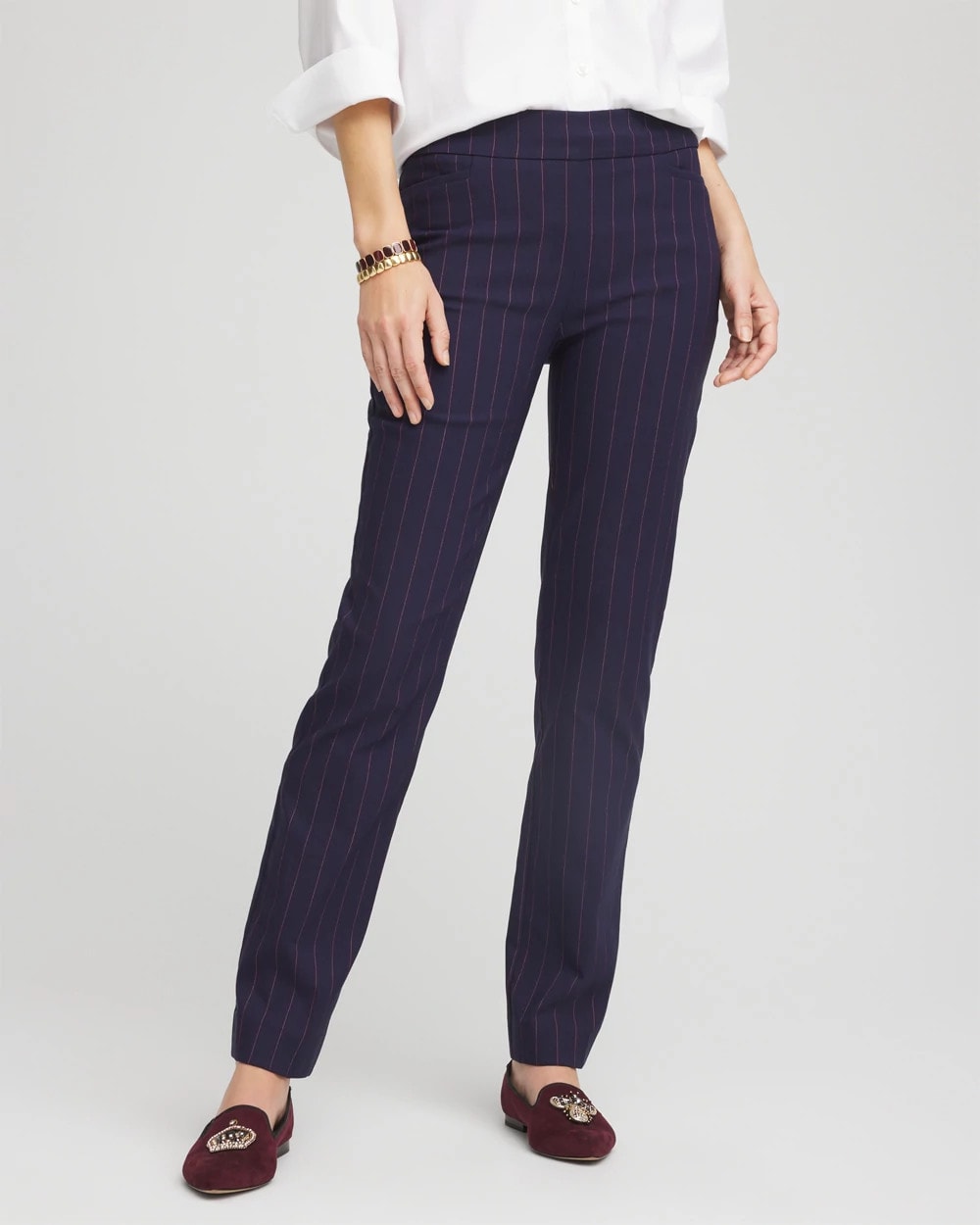 Chico's Discount | Shadow Stripe Brigitte™ Slim Pull-On Pants