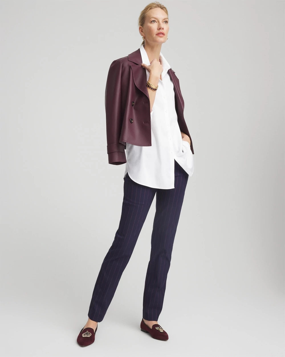 Chico's Discount | Shadow Stripe Brigitte™ Slim Pull-On Pants