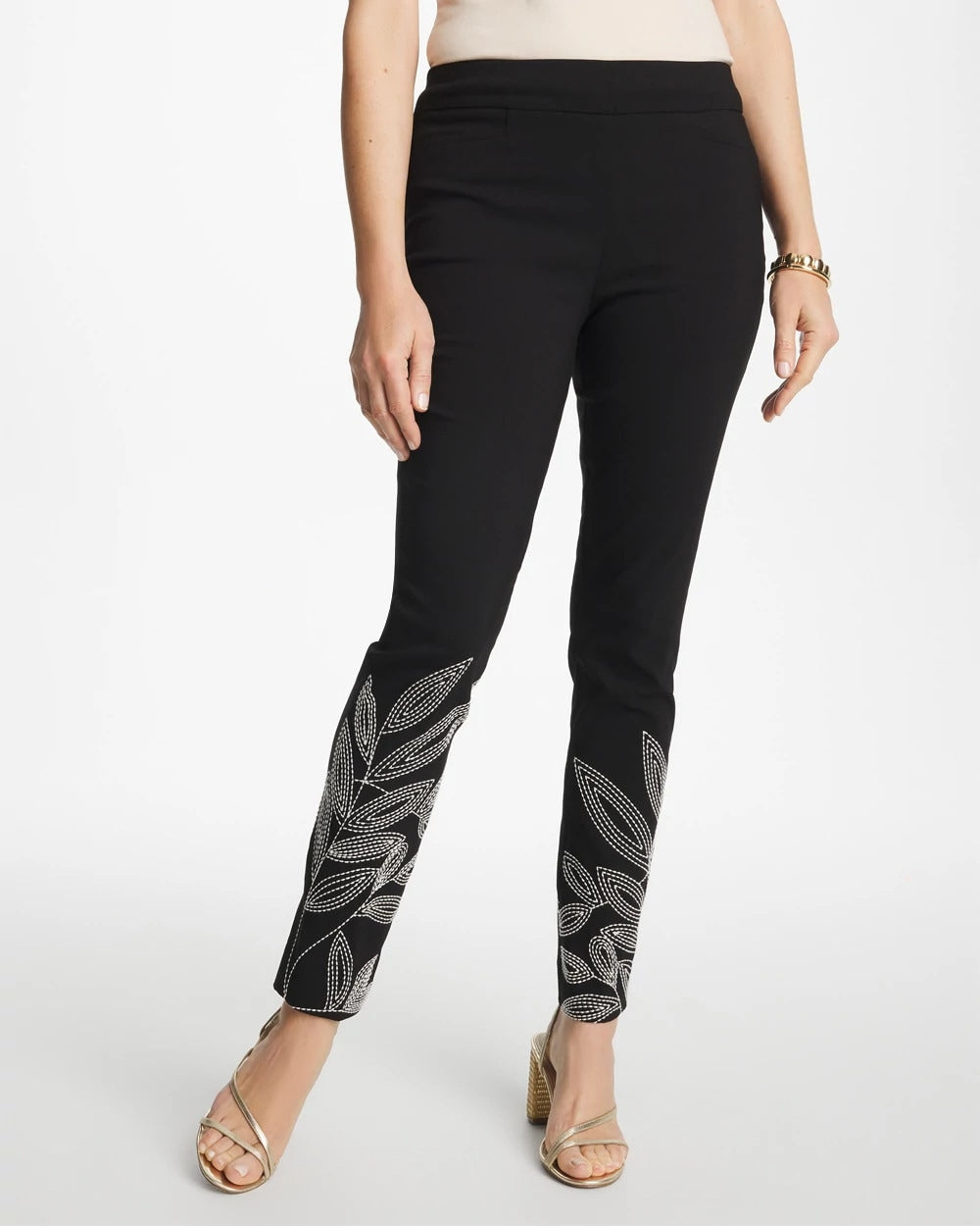 Chico's Latest | Floral Soutache Brigitte™ Slim Pull-On Ankle Pants