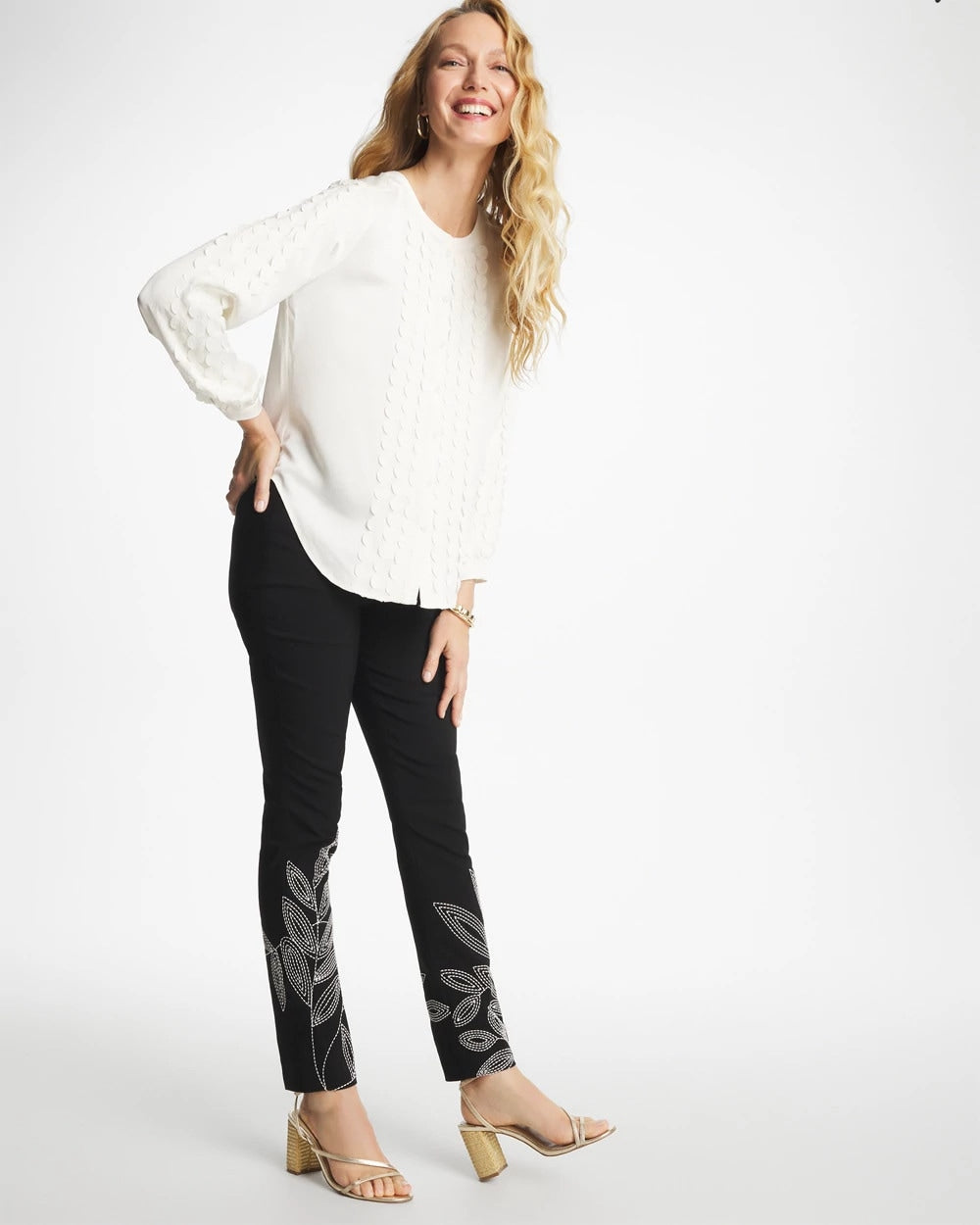 Chico's Latest | Floral Soutache Brigitte™ Slim Pull-On Ankle Pants