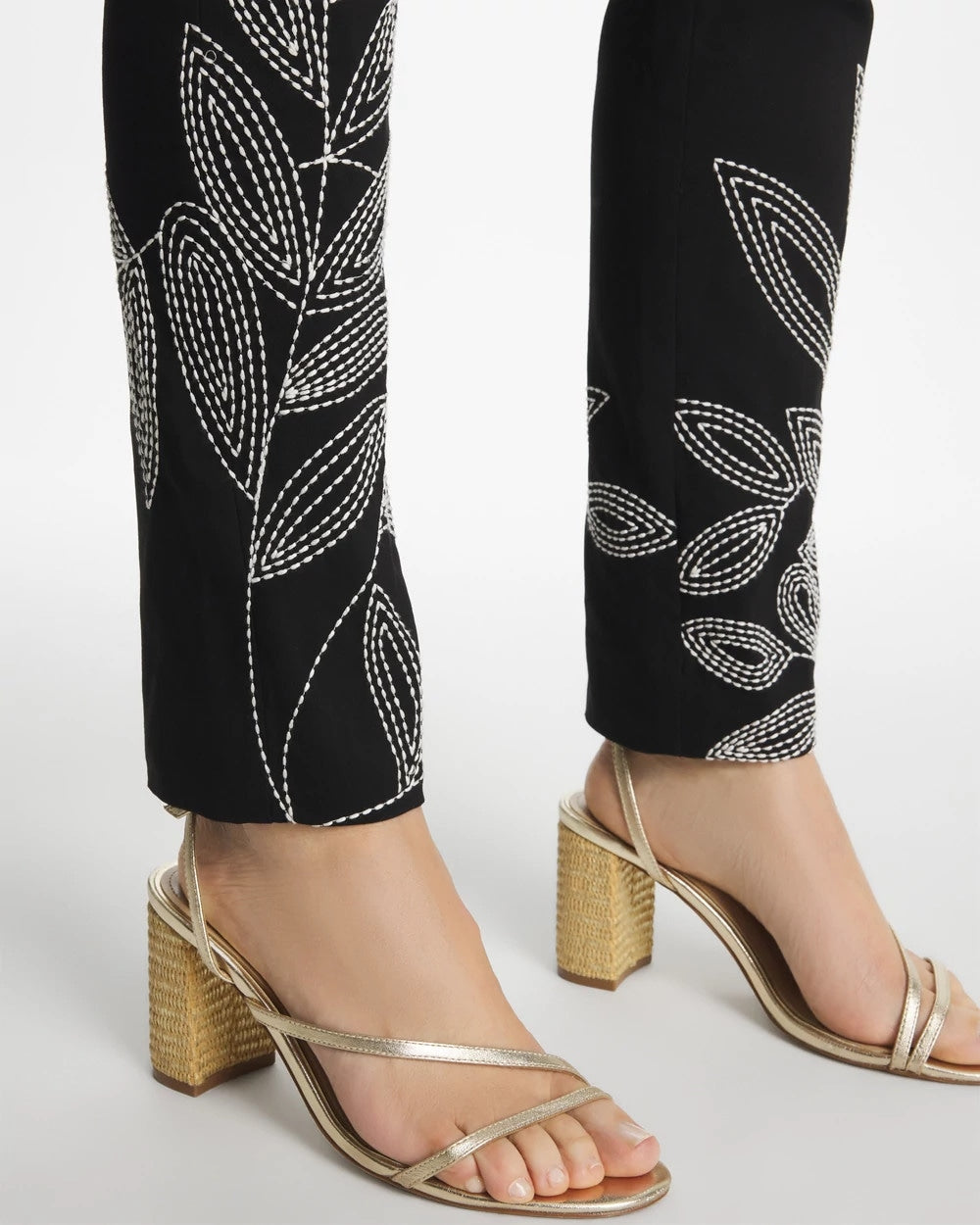 Chico's Latest | Floral Soutache Brigitte™ Slim Pull-On Ankle Pants