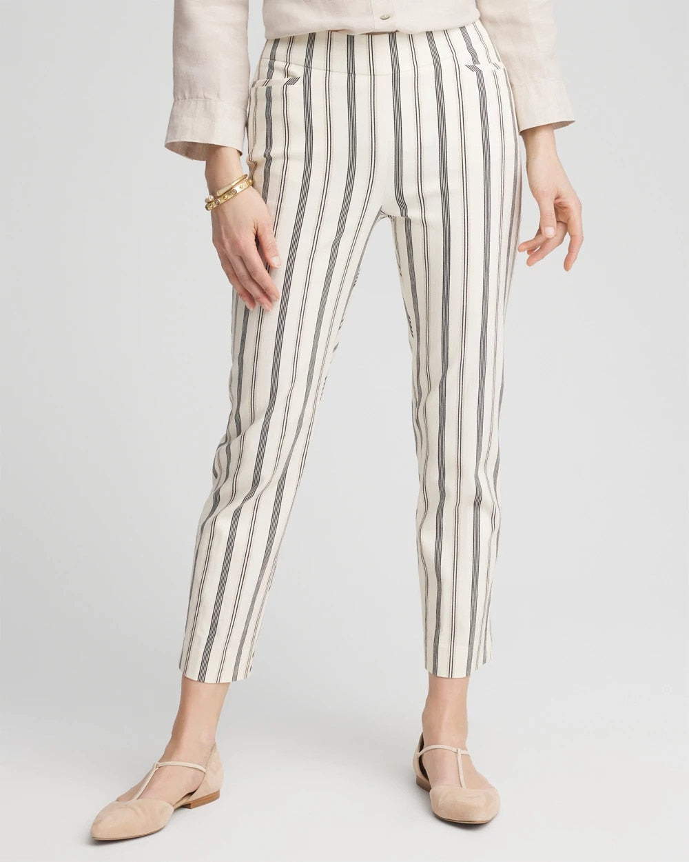 Chico's Value | Brigitte™ Slub Striped Cropped Pants