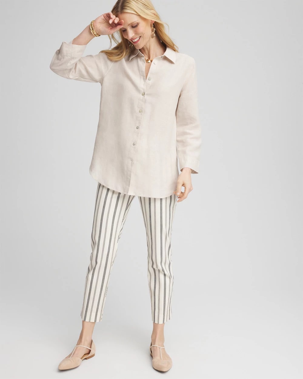 Chico's Value | Brigitte™ Slub Striped Cropped Pants